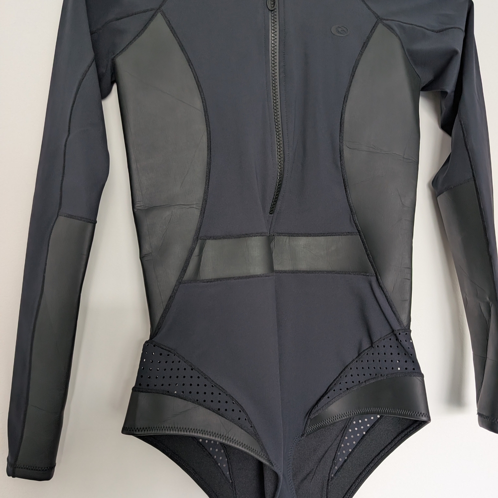 Rip Curl Black Long-Sleeve Front-Zip One-Piece Swimsuit - Picture 5 of 7